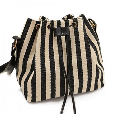 Stylish Women's Crossbody Bag With Stripe and String Design
